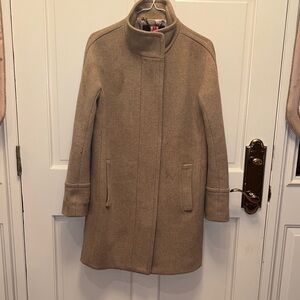 J. Crew Camel Wool-Blend High Collar Pea Coat size 0 XS
